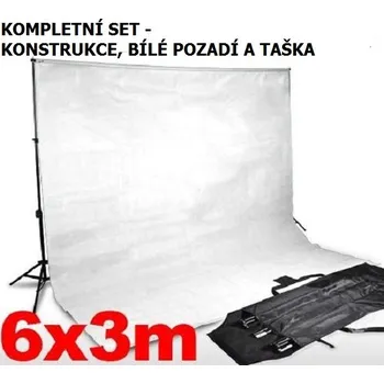 Fotopozadí Kompletní set pro nastavení bílého fotografického pozadí 6x3 m