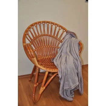 Křeslo Ratanové křeslo Lentera koňak plus deka