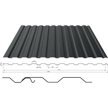Střešní krytina Blachotrapez Trapézový plech T-14+ tl. 0,5 mm (střešní) Barva: Pozinkovaný, Povrchová úprava: Pozinkovaný