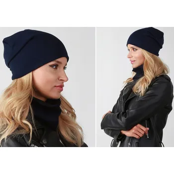 Čepice Fashionweek Dámská zimní souprava čepice a šála zimní set čepice a šála,pletený tunel na fleece ZIZI-B3 Barva: Tmave modry, Velikost: Universal