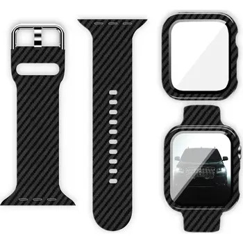 Příslušenství k chytrým hodinkám Řemínek + ochranné pouzdro s tvrzeným sklem pro Apple Watch barevné 38mm Barvy: Karbonová folie