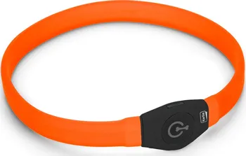 Obojek pro psa Karlie Visio Light LED Longhair USB nabíjecí obojek pro psy oranžový 65 cm/ 25 mm
