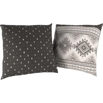 Povlečení Sada 2 povlaků na polštář hladká bavlna DELUX BOHO šedé - 40x40cm