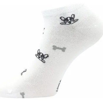 Dámské ponožky zdravotní kotníkové ponožky Lonka Medicine BIBIANA bambusové s pejsky bílé velikosti ponožek: 26-28 (EUR vel. 39-42)