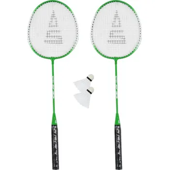 Míčový sport Badmintonový set SULOV®, 2x raketa, 2x míček, vak - zeleno-bílý