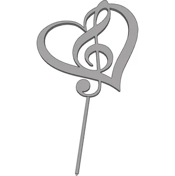 Srdce s notou - plastový zápich - Tmavě zlatá