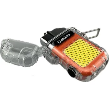 Plazmový nabíjecí voděodolný větruodolný elektrický zapalovač s LED světlem v dárkové krabičce - průhledný oranžový