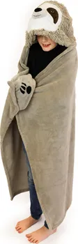 Dětská deka Cozy Noxxiez Hřejivá deka s kapucí se zvířátkem a tlapkovými kapsami 130 x 100 cm