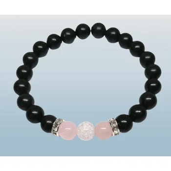 Náramek Šungitový exkluzivní náramek s růženínem a křišťálem