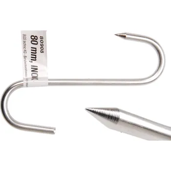 Tesařské kování BGS Diy BGS80908, Hák S-forma se špicí z nerezové oceli 80 mm