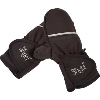 Rukavice Little Angel Rukavice s palcem softshell STRETCH Outlast® - černá-výšivka šedá Velikost ostatní: 3