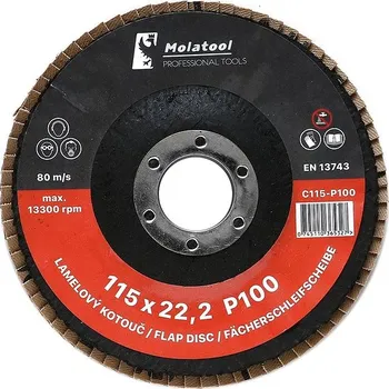 Brusný kotouč Lamelový brusný kotouč Molatool Keramický 115 mm P100