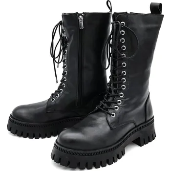 Dámské kozačky Dámské kozačky 197-3535 Klop černá Barva: černá, Velikost: 37