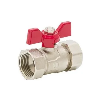 Fitinka Kulový uzávěr 1" F-F s převlečenou maticí - přímý, - červený