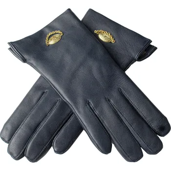 Rukavice BOHEMIA GLOVES Modré kožené rukavice s kovovou ozdobou Barva: Modrá, Velikost: 7