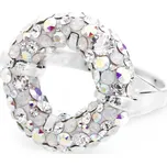 Stříbrný nápaditý prsten kruh s krystaly Swarovski AB mix (Stříbro 925/1000)