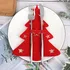 prostírání Vánoční prostírání na příbor plstěné ploché 17 x 20,5 cm 4 ks červený stromeček