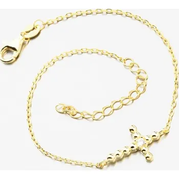 Náramek Dámský náramek stříbro 925 zirkon pozlacený kříž BST-14580 délka 17 cm