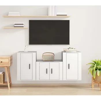 Obývací stěna vidaXL 3dílný set TV skříněk kompozitní dřevo [3188494] Barva: Bílá