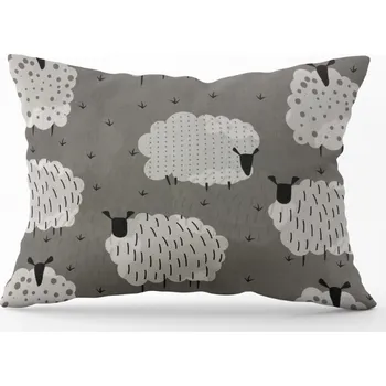 Povlak na dekorativní polštářek Povlak na polštář Ovečky 70x90 cm tmavě šedá - zvýhodněný produkt