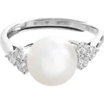 Stříbrný prsten říční perla a tři krystaly Swarovski Crystal (Stříbro 925/1000)