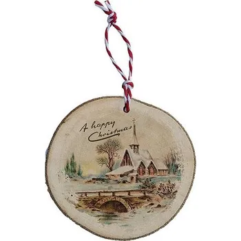 Vánoční ozdoba Dřevěná vánoční ozdoba Vesnice