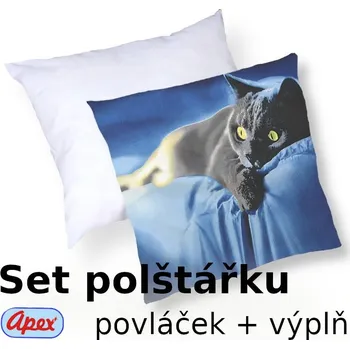 Dekorativní polštářek Apex® produktová řada 3D 3D povláček na polštářek Apex - Modrá kočka - set Polštářek s výplní + Povláček