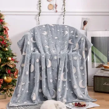 deka Top Textil Mikroplyšová svítící deka 100 x 150 cm šedá noční obloha