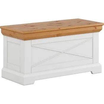 Úložný box Masivní truhla Marone Elite - bílá / přírodní