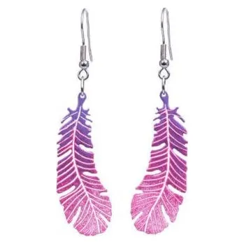 Náušnice Visací náušnice růžová pírka - Parada