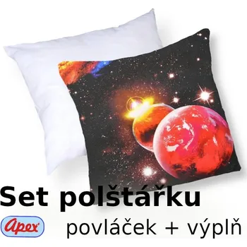 Dekorativní polštářek Apex® produktová řada 3D 3D povláček na polštářek Apex - Vesmír - set Polštářek s výplní + Povláček