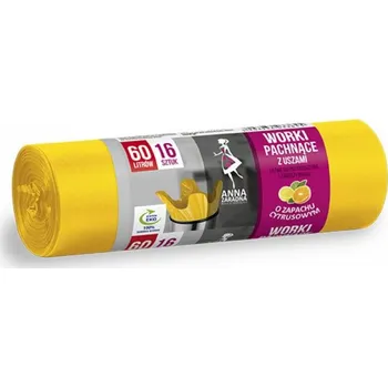 Pytle na odpadky Anna Zaradna Pytle na odpadky s uchy ANNA ZARADNA, citrusová vůně, 60 l, 16 ks, žlutá