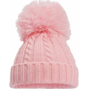 Čepice Dětská čepice s bambulí Baby Pink