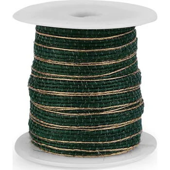 Stuha s lurexovým okrajem šíře 6 mm, barva 5 zelená tmavá zlatá
