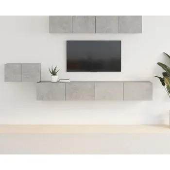 Obývací stěna vidaXL 5dílný set TV skříněk kompozitní dřevo [3114431] Barva: Betonová šedá