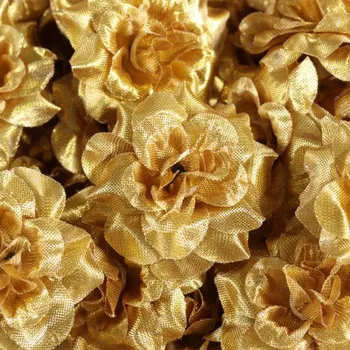 umělá květina Růže 4,5 cm, zlatá textilní dekorace, květina