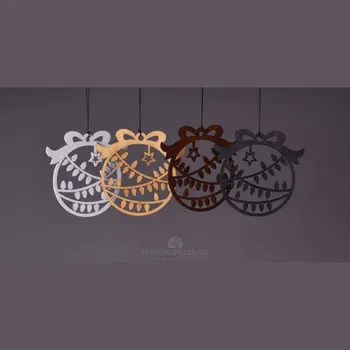 Vánoční ozdoba WoodenPuzzle.cz Dřevěná ozdoba kulatá - Světélka Barva: Bílá