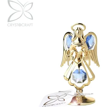 Figurka Crystocraft Anděl držící srdce 7,6 cm - modré křišťály