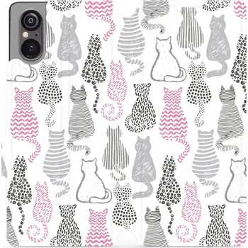 Pouzdro na mobilní telefon Flipové pouzdro Mobiwear - Sony Xperia 5 V - MX01S Kočičí zádíčka (Knížkové flip pouzdro, obal, kryt na mobil Sony Xperia 5 V - MX01S Kočičí zádíčka, materiál Umělá kůže + TPU - ochrana 360°, stojánek, silikonová vanička, magnetické zavírání)