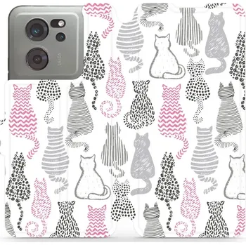 Pouzdro na mobilní telefon Flipové pouzdro Mobiwear - Xiaomi 13T / 13T Pro - MX01S Kočičí zádíčka (Knížkové flip pouzdro, obal, kryt na mobil Xiaomi 13T / 13T Pro - MX01S Kočičí zádíčka, materiál Umělá kůže + TPU - ochrana 360°, stojánek, silikonová vanička, magnetické zavírání)