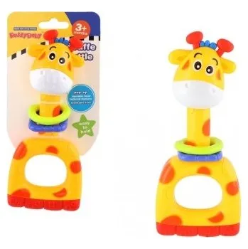 Chrastítko/kousátko plastové - ŽIRAFA žluté - Teddies