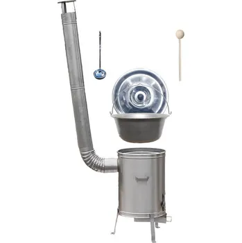 Kempingové nádobí Nerezový kotlík 15 L (1,5 mm) + nerezová kotlina 36 cm + vařečka a naběračka LUX