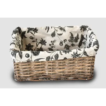 Úložný box Vingo Proutěný úložný košík s květy, hranatý – hnědý Rozměry (cm): 36x26, v. 14