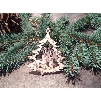 Vánoční ozdoba Vánoční dřevěná ozdoba Stromek se svíčkami