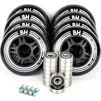 Kolečko k in-line bruslím In-line sada koleček BH Black 80mm 82A 8 ks + 16 ks ložisek ABEC 5 + spacery