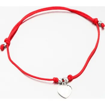 Náramek Náramek stříbro 925 provázkový se srdíčkem BST-14715-R délka 23 cm
