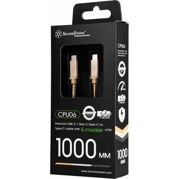 Datový kabel SilverStone USB-C - USB-C USB kabel 1 m zlatý (SST-CPU06G-1000)