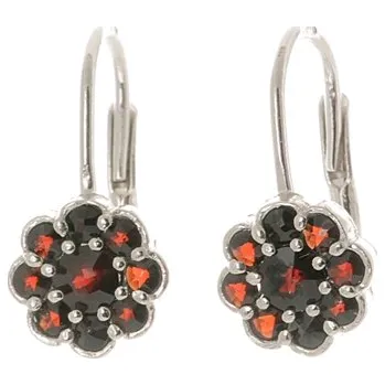 Náušnice Dámské stříbrné náušnice s českými granáty STNAU0823F + dárek zdarma