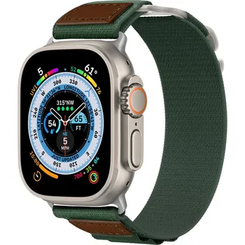 Řemínek na hodinky X-SITE Řemínek pro Apple watch nylon kožený 42/44/45/49mm zelený