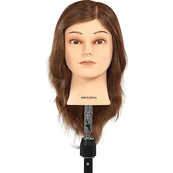 Příčesek Cvičná hlava s přírodními vlasy Original Best Buy Lisa - středně hnědá, 40-50 cm (P005011) + dárek zdarma